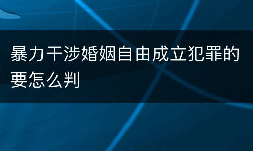 暴力干涉婚姻自由成立犯罪的要怎么判