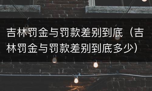 吉林罚金与罚款差别到底（吉林罚金与罚款差别到底多少）