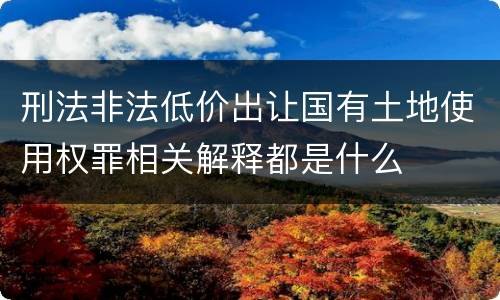 刑法非法低价出让国有土地使用权罪相关解释都是什么