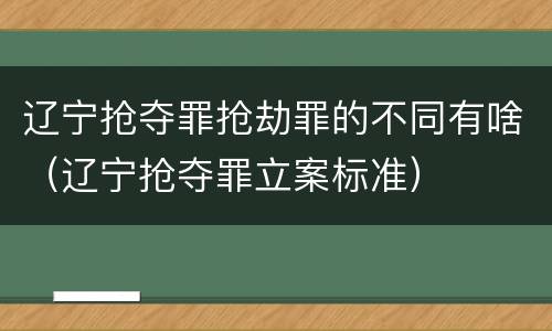 辽宁抢夺罪抢劫罪的不同有啥（辽宁抢夺罪立案标准）