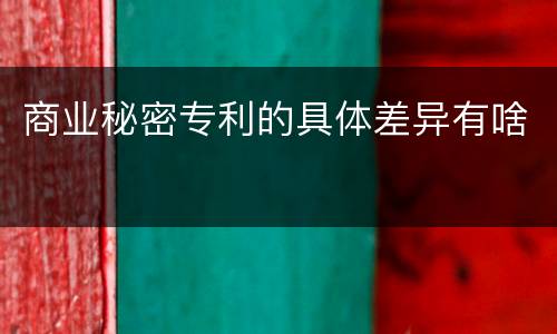 商业秘密专利的具体差异有啥
