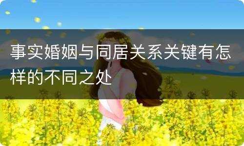 事实婚姻与同居关系关键有怎样的不同之处