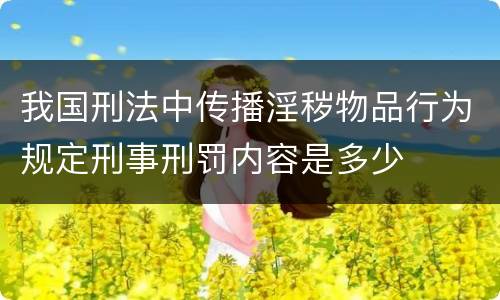 我国刑法中传播淫秽物品行为规定刑事刑罚内容是多少
