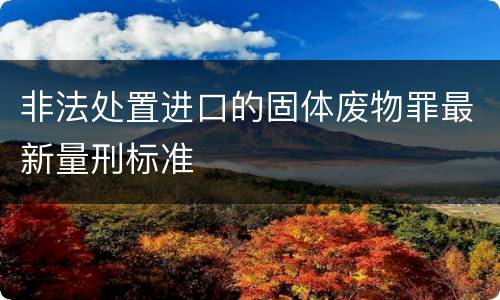 非法处置进口的固体废物罪最新量刑标准