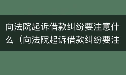 向法院起诉借款纠纷要注意什么（向法院起诉借款纠纷要注意什么问题）