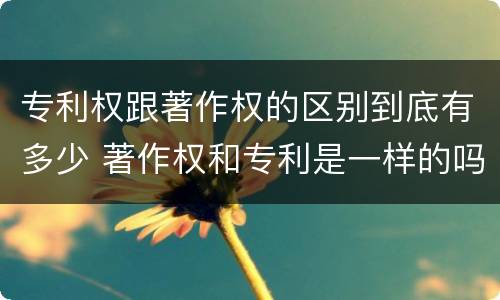 专利权跟著作权的区别到底有多少 著作权和专利是一样的吗
