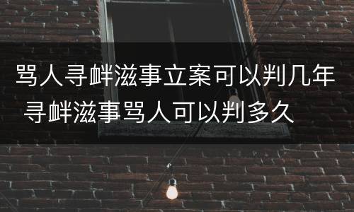 骂人寻衅滋事立案可以判几年 寻衅滋事骂人可以判多久