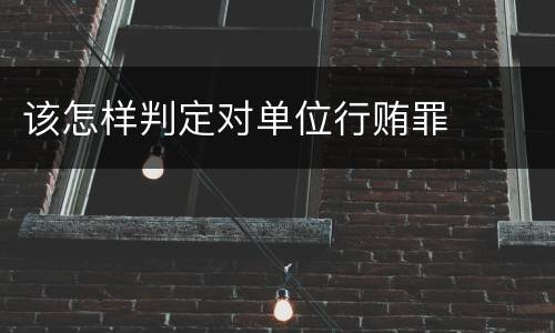 该怎样判定对单位行贿罪