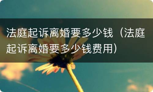 法庭起诉离婚要多少钱（法庭起诉离婚要多少钱费用）