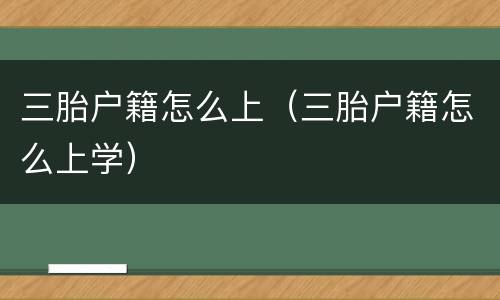 三胎户籍怎么上（三胎户籍怎么上学）