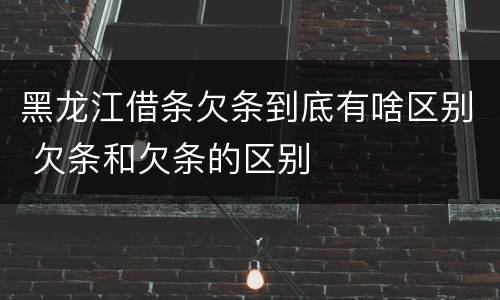 黑龙江借条欠条到底有啥区别 欠条和欠条的区别