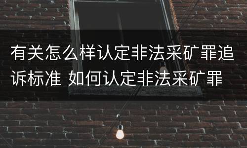 有关怎么样认定非法采矿罪追诉标准 如何认定非法采矿罪