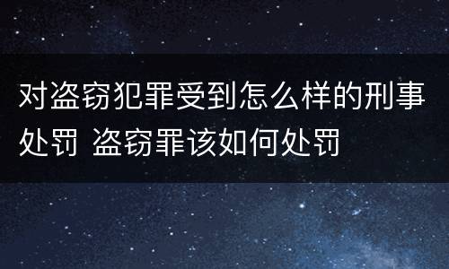 对盗窃犯罪受到怎么样的刑事处罚 盗窃罪该如何处罚