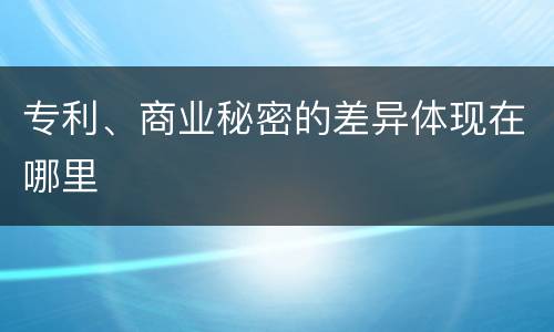 专利、商业秘密的差异体现在哪里