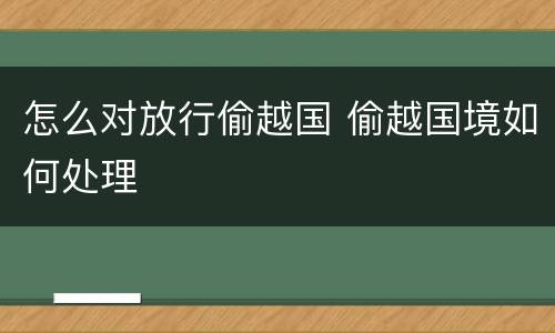 怎么对放行偷越国 偷越国境如何处理