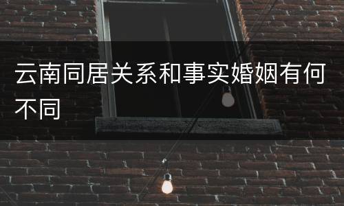 云南同居关系和事实婚姻有何不同