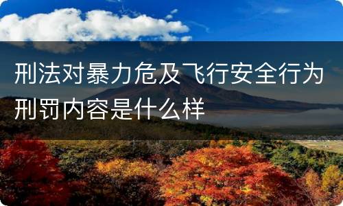 刑法对暴力危及飞行安全行为刑罚内容是什么样