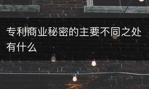 专利商业秘密的主要不同之处有什么