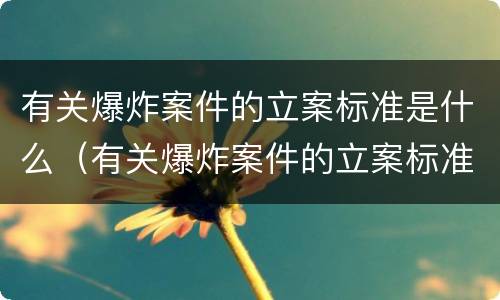 有关爆炸案件的立案标准是什么（有关爆炸案件的立案标准是什么呢）