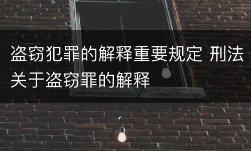 盗窃犯罪的解释重要规定 刑法关于盗窃罪的解释
