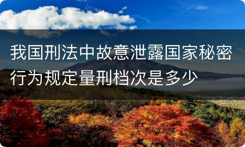我国刑法中故意泄露国家秘密行为规定量刑档次是多少