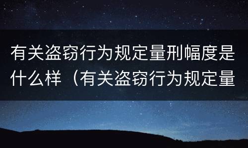 有关盗窃行为规定量刑幅度是什么样（有关盗窃行为规定量刑幅度是什么样的）