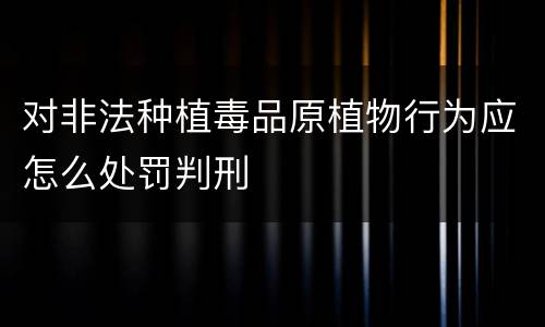 对非法种植毒品原植物行为应怎么处罚判刑