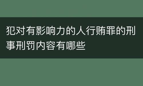 犯对有影响力的人行贿罪的刑事刑罚内容有哪些
