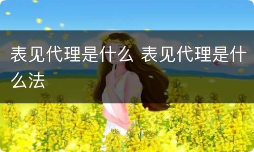 表见代理是什么 表见代理是什么法