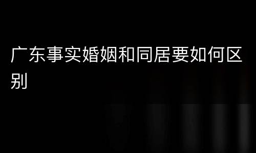 广东事实婚姻和同居要如何区别