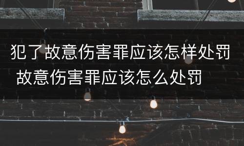 犯了故意伤害罪应该怎样处罚 故意伤害罪应该怎么处罚