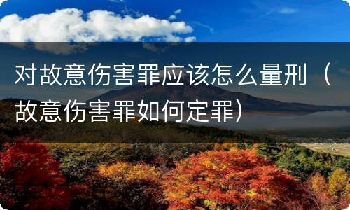 对故意伤害罪应该怎么量刑（故意伤害罪如何定罪）