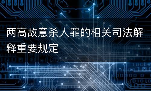 两高故意杀人罪的相关司法解释重要规定