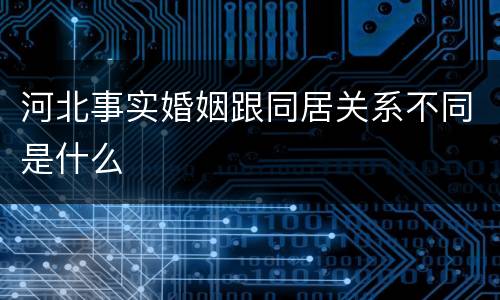 河北事实婚姻跟同居关系不同是什么