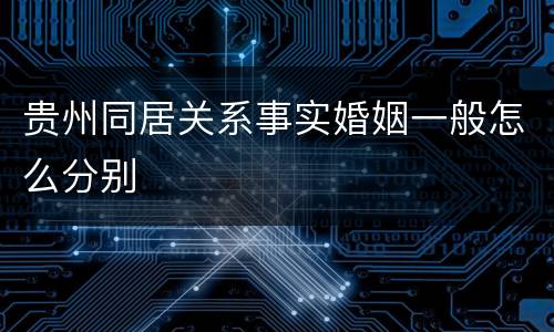 贵州同居关系事实婚姻一般怎么分别