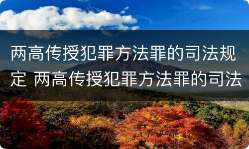 两高传授犯罪方法罪的司法规定 两高传授犯罪方法罪的司法规定是什么