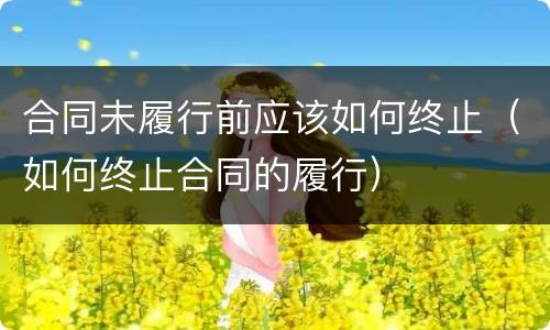 合同未履行前应该如何终止（如何终止合同的履行）