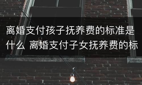 离婚支付孩子抚养费的标准是什么 离婚支付子女抚养费的标准