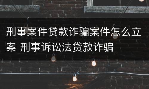 刑事案件贷款诈骗案件怎么立案 刑事诉讼法贷款诈骗