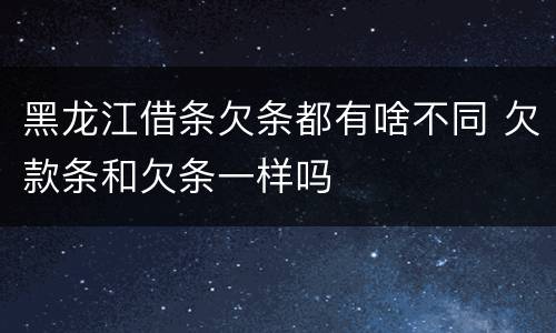 黑龙江借条欠条都有啥不同 欠款条和欠条一样吗