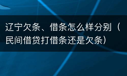 辽宁欠条、借条怎么样分别（民间借贷打借条还是欠条）