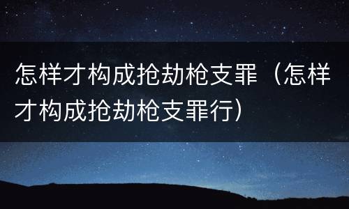 怎样才构成抢劫枪支罪（怎样才构成抢劫枪支罪行）