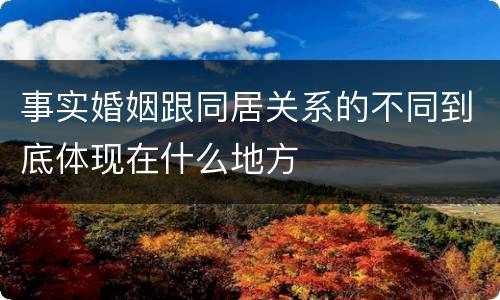 事实婚姻跟同居关系的不同到底体现在什么地方