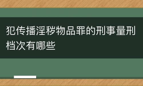 犯传播淫秽物品罪的刑事量刑档次有哪些