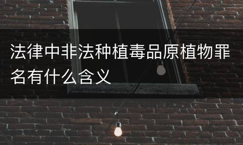 法律中非法种植毒品原植物罪名有什么含义