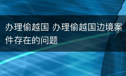办理偷越国 办理偷越国边境案件存在的问题