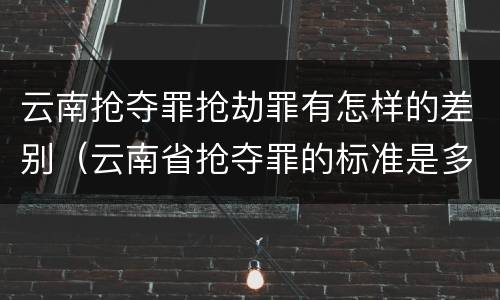云南抢夺罪抢劫罪有怎样的差别（云南省抢夺罪的标准是多少?）