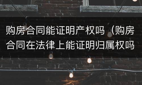 购房合同能证明产权吗（购房合同在法律上能证明归属权吗）