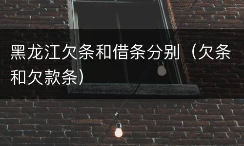 黑龙江欠条和借条分别（欠条和欠款条）