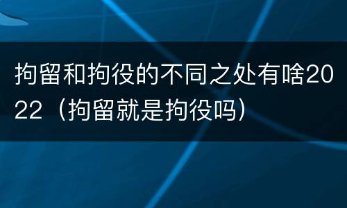 拘留和拘役的不同之处有啥2022（拘留就是拘役吗）
